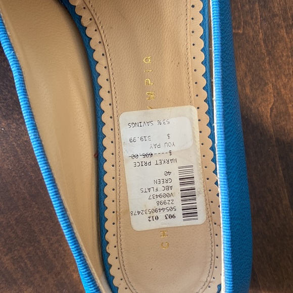 RARE Charlotte Olympia Blue and Gold Leather Loafers Size 40 - Picture 5 of 5